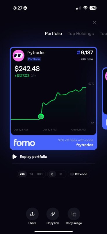 Fry’s FOMO snapshot — +$127.03 over 24 hours